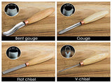 BeaverCraft, Wood Carving Chisel Set SC01 - Gouge Wood Carving Tools Kit in Rolling Pouch with Leather Strop Polishing Compound Kit - Radial Gouges BeaverCraft