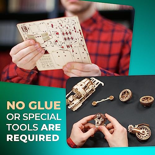 Ugears Three-Wheeler UGR-S - Wooden Motorcycle Model Kit - 3D Puzzles for Adults - Wooden Model Kits to Build - Unique DIY Wooden Puzzle Car Model UGEARS