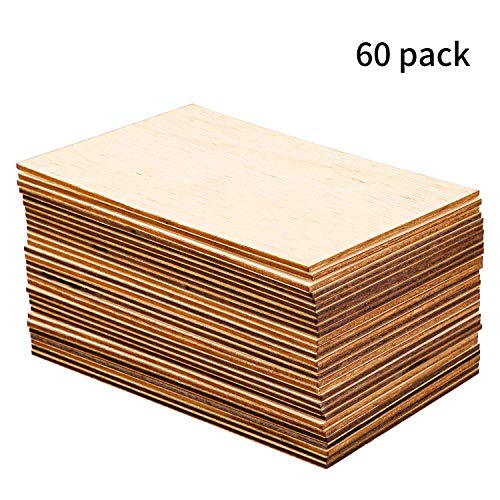 Ruisita 60 Pieces 6 x 4 Inch Rectangle Unfinished Wood Pieces Blank Sharp Corners for DIY Hand-Made Project and Home Decor Ruisita
