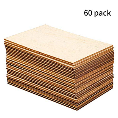 Ruisita 60 Pieces 6 x 4 Inch Rectangle Unfinished Wood Pieces Blank Sharp Corners for DIY Hand-Made Project and Home Decor - WoodArtSupply