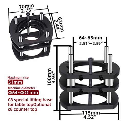 Router Lifting Platform, 4 Jaw Metal Milling Table Lift System Router Table Lifting System Base for 64-66mm Diameter Motors Luqeeg
