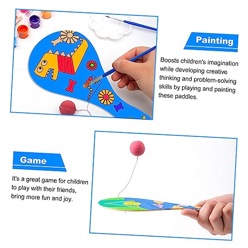 Abaodam 8pcs Graffiti Blank Racket Unfinished Paddle Toy Paddle Party Favor Blank Painting Paddle Toy Paddle with Greek Zapper Indoor Racket Kids Abaodam