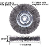 6 inch Wire Wheel for Bench Grinder,Coarse Crimped Wire 0.012-Inch with 1/2'' and 5/8'' Arbor Hole,2PCS DLLJ