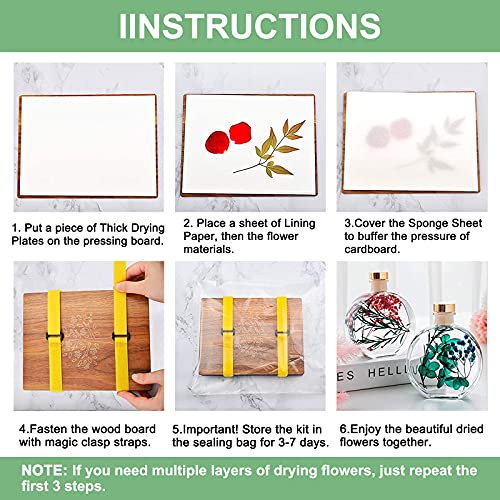 WANDIC Flower Press Kit with Instructions, A5 Tree Pattern Professional Wooden Art Kit Plant Press Book Leaves Press Kit for DIY Art Handicrafts, WANDIC