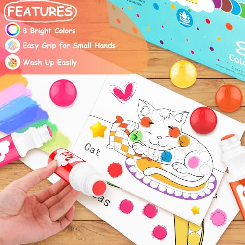 Dot Markers for Toddlers Kids Preschool, Bingo Daubers Washable Art Markers 8 Colors, Toddlers Arts and Crafts, Kids Art Supplies Dot Paint Craft