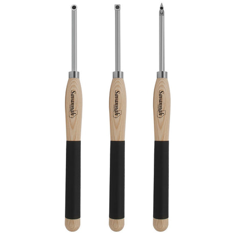 Savannah Carbide Turning Tool Large Size (3 Piece Set - All 3 Turning Tools) Includes Diamond Shape, Round and Square Turning Tools With Comfort Grip Savannah
