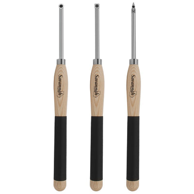 Savannah Carbide Turning Tool Large Size (3 Piece Set - All 3 Turning Tools) Includes Diamond Shape, Round and Square Turning Tools With Comfort Grip