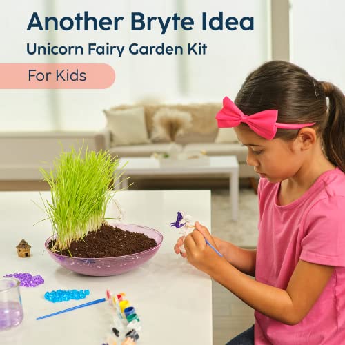 Bryte All-Inclusive My Unicorn Fairy Garden Kit with Fairy Lights & More | Grow Your Own Garden & Play | Great Birthday Gift, DIY Science Kit, STEM BRYTE