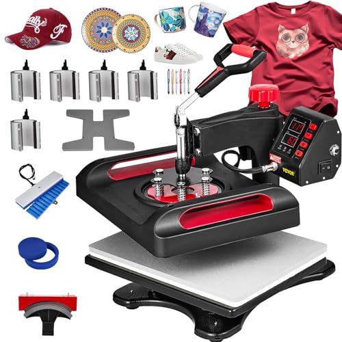 VEVOR Heat Press Machine 11 in 1 Combo Tshirt Press Machine 360° Swing Away Digital Shirt Printing Multifunction Heat Transfer Clamshell Sublimation - WoodArtSupply