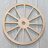 Vintage Cut Wagon Wheel Unfinished Wood Laser Cut Out Cutout Shape Crafts Sign DIY Ready to Paint or Stain Texan Wood Crafts