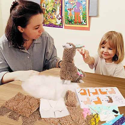 HKKYO Arts and Crafts for Kids Ages 8-12, Llama Sewing Kit for Kids, Make Your Own Stuffed Animal Kit, Alpaca Craft Sewing Kit, DIY Plush Craft
