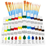 2 Pack Acrylic Paint Set 12 Colors,20 Paint Brushes,24 Paints for Adults,Kids,Beginner,Professional Artists,Non-Toxic Craft Paint kit for ESRICH
