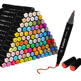Caliart Alcohol Markers, 100 Colors Dual Tip Art Markers Sketch Markers Pens Permanent Alcohol Based Markers with Case for Adult Kids Halloween Caliart