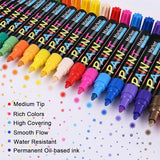IVSUN Paint Pens Paint Markers, 20 Colors Oil-Based Waterproof Paint Marker Pen Set, Never Fade Quick Dry and Permanent, Works on Rocks Painting, IVSUN