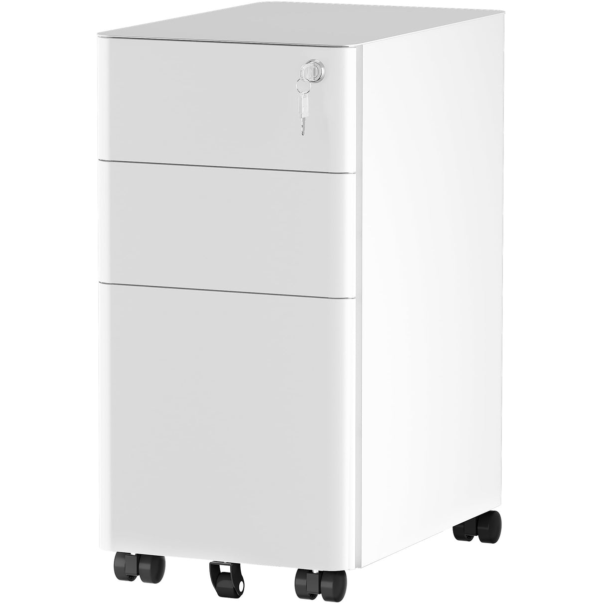 YITAHOME 3-Drawer Metal Filing Drawers with Keys, Compact Slim Portable File Pre-Built Office Storage Cabinet for A4/Letter/Legal (White) YITAHOME