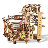 Wooden Marble Run Kit - 3D Puzzle Wood Colored Balls Run Stepped Hoist with 3-Stepped Lift Mechanism - Kinetic DIY Marble Run Wooden Puzzle ROEOLNIL