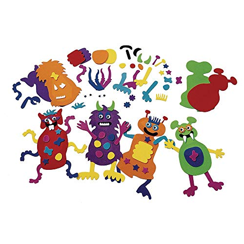 Colorations MONSTERS Foam Monster Making Kit for Kids, Kit for 12, Imagination, Halloween, Self-Adhesive, Arts & Crafts, Creature, DIY, Decorate, - WoodArtSupply