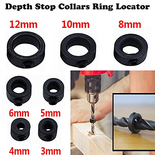 QISF 16Pcs Brad Point Wood Drill Bit 3/4/5/6/8/10/12mm Wood Working Drill with 3-12MM Center Point and Stopper Perfect for Woodworking Carpentry QISF