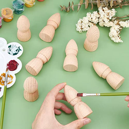PH PandaHall 8 Packs 2.7" Wooden Peg Natural Wood Decorative Peg Wooden Figures People Bodies Assorted Wooden People Shapes for DIY Arts Crafts