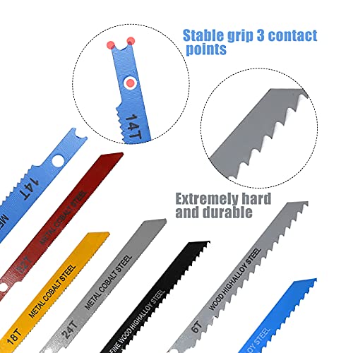 Saihisday 14PCS U-Shank Jigsaw Blades Jig Assortment for Wood Metal Cutting - WoodArtSupply