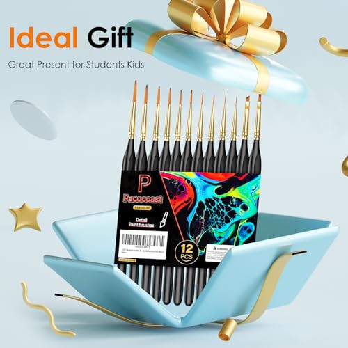 Detail Paint Brushes Set, 12PC Miniature Brushes for Fine Detailing & Art Painting, Small Tiny Paint Brush Perfect for Acrylic, Citadel, Paint by pacocoast