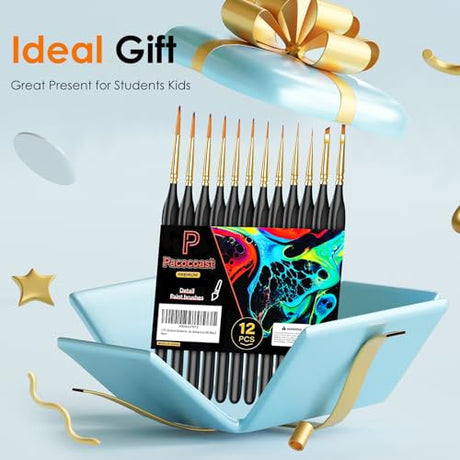 Detail Paint Brushes Set, 12PC Miniature Brushes for Fine Detailing & Art Painting, Small Tiny Paint Brush Perfect for Acrylic, Citadel, Paint by pacocoast