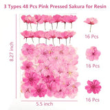 48 Pcs Mix Cherry Blossom Natural Dried Pressed Flowers for Cake Decorating, Real Dry Flower for Resin Jewelry Making, DIY Art Crafts - Pink Sakura… AHTONG