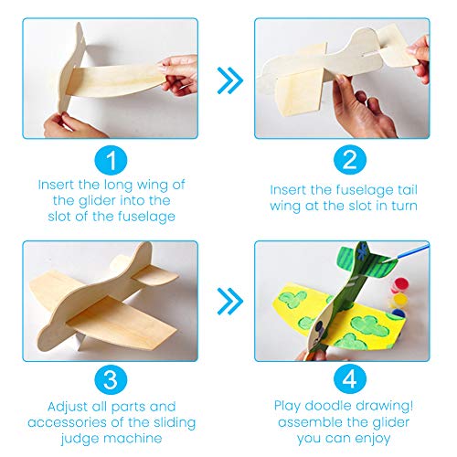 OLYCRAFT 4 Packs Drawing Wooden Sailboats & Airplanes DIY Wood Boat Wood Plane Models Unfinished Wood Models for Handmade DIY Crafts and Birthday OLYCRAFT