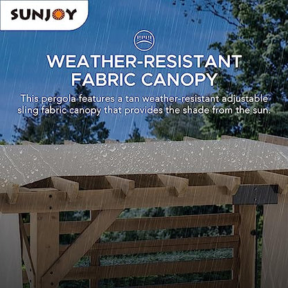 Sunjoy Cedar Pergola 10 x 11 ft. Wooden Hot Tub Pergola with Adjustable Canopy and Privacy Screen by SummerCove - WoodArtSupply