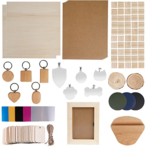 Consumable Material Set for Laser Cutting and Laser Carving, Laser Cutting Engraving Material Kits, with Plywood, Kraft Paper, Stainless Steel Tags, - WoodArtSupply