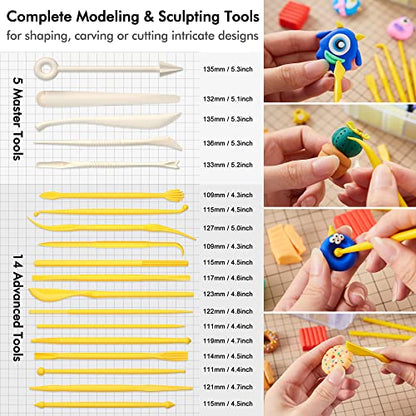 Polymer Clay, Shuttle Art 60 Colors Oven Bake Modeling Clay, Creative Clay Kit with 19 Clay Tools and 16 Kinds of Accessories, Non-Toxic, Non-Sticky, - WoodArtSupply