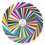 Huaxing Permanent Adhesive Vinyl Bundle - 90 Pack Vinyl Sheets (12”x12”, Glossy, Matte, Metallic) for Most Cutting Machines and Party Decoration, Huaxing