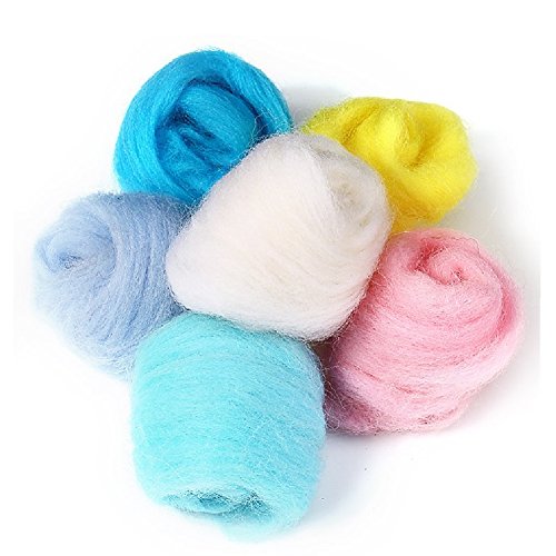 15 Colors Fiber Wool Yarn, Fiber Wool Yarn Roving, Spinning Wool Roving for Needle Felting, DIY Hand Spinning, Needle Felting Wool Craft, 3g/Color