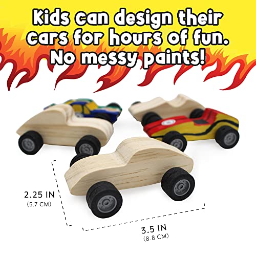 Attatoy DIY Craft Wood Car Kit (10-Piece Set); Unfinished Mini Wooden Race Car Craft Project for Kids Attatoy