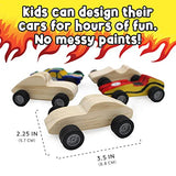 Attatoy DIY Craft Wood Car Kit (10-Piece Set); Unfinished Mini Wooden Race Car Craft Project for Kids Attatoy