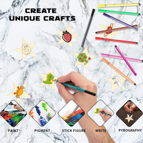 Hion Wooden Stars, 100 Pcs 2 inch Unfinished Wood Pieces - Christmas Blank Cutouts Ornaments - Ideal for Craft Projects, Christmas Party and Wedding Hion