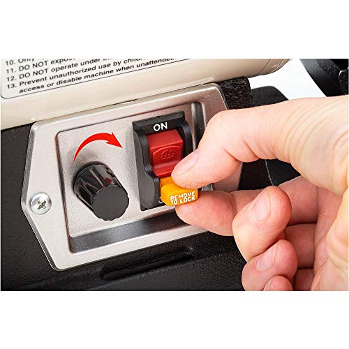 Shop Fox W1840 Variable-Speed Grinder with Work Light, 8",Black,white Shop Fox