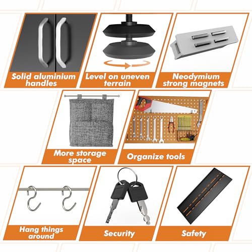 METALTIGER Locking Metal Storage Cabinet | Garage Storage Cabinet with Doors and 5 Adjustable Shelves | 71" Lockable Tool Cabinet | Heavy-Duty Metal METALTIGER