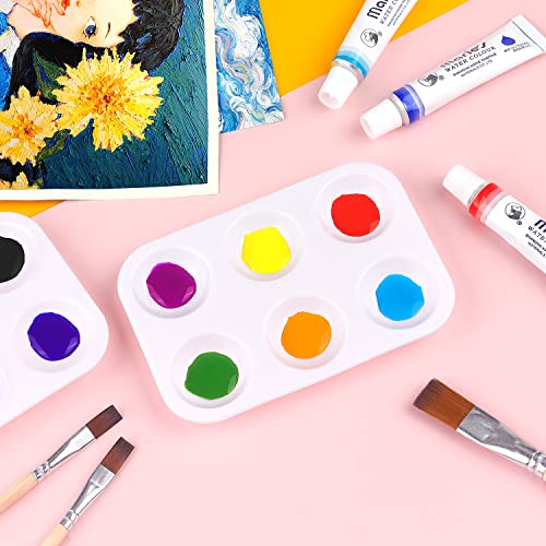 8 PCS White Plastic Paint Tray Palettes, Watercolor Palette Painting Tray for Painting Party, DIY Craft and Art Painting Tamaki
