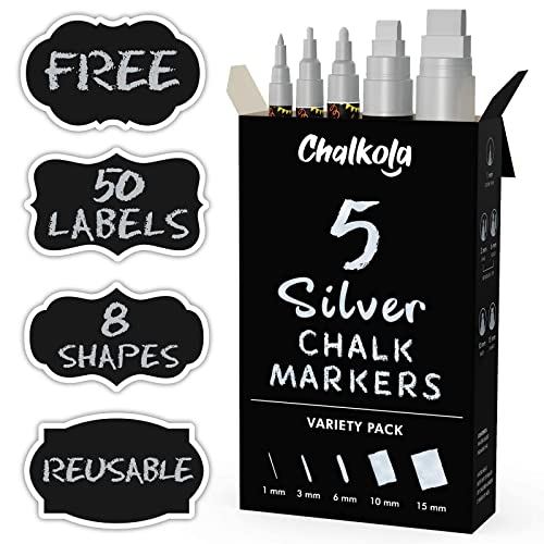 Chalkola Artist Bundle - 5 Black Variety + 5 Silver Variety Chalkola