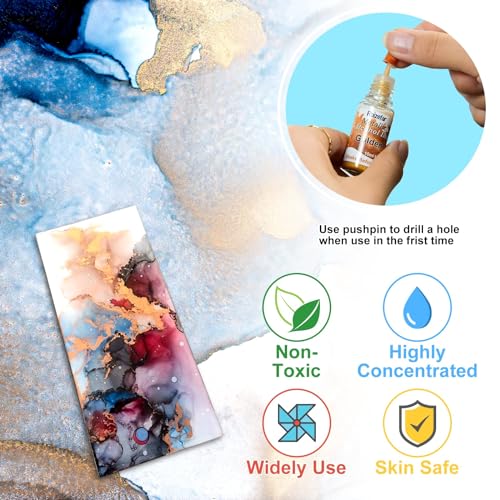 Alcohol Ink Set - 28 Bottles Vivid Colors High Concentration Metallic Alcohol Paint Resin Dye, Safe Fast Drying Effect, Alcohol Ink for Epoxy Resin, Roizefar