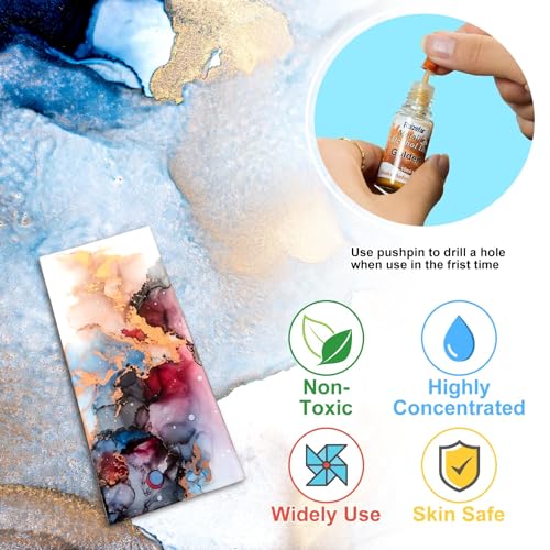 Alcohol Ink Set - 28 Bottles Vivid Colors High Concentration Metallic Alcohol Paint Resin Dye, Safe Fast Drying Effect, Alcohol Ink for Epoxy Resin, - WoodArtSupply