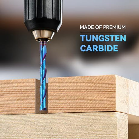 HQMaster Extra Long Spiral Router Bit 1/4 inch Shank Solid Carbide CNC Router Bit with Nano Blue Coating End Mill for Wood Cut Carving (1/4” x 1/4” x HQMaster