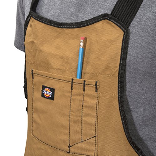 Dickies 16-Pocket Workshop Bib Apron, Durable Canvas Construction, Reinforced Edges, Adjustable Belt, Grey/Tan - WoodArtSupply