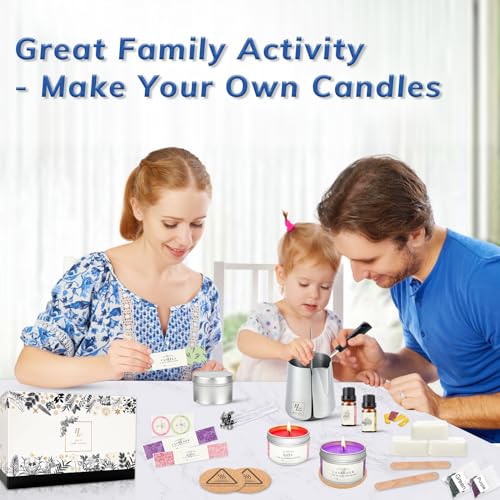 Complete Candle Making Kits for Adults Beginners,DIY Candle Making Supplies Include Soy Wax,Wax Melter,Scents,Dyes,Wicks,Wicks Sticker,Candle Tins & ETUOLIFE