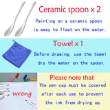 IRWPITW Magical Water Painting Pens for Kids, 12 Colors Magic Drawing Pen Bundle, Kiddies Create Magic Pen Floating Ink Drawings Set with Spoons and IRWPITW