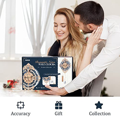 ROKR 3D Wooden Puzzles for Adults Mechanical Clock Kits-Romantic Notes Clock, DIY Clock Model Kits Brain Teaser Puzzles, DIY Crafts/Hobbies/Gifts - WoodArtSupply