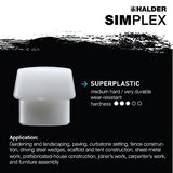 Halder - 3017030 3017.030 Simplex 12 oz Soft-Face Hammer, Blue Rubber/Superplastic Faces Halder