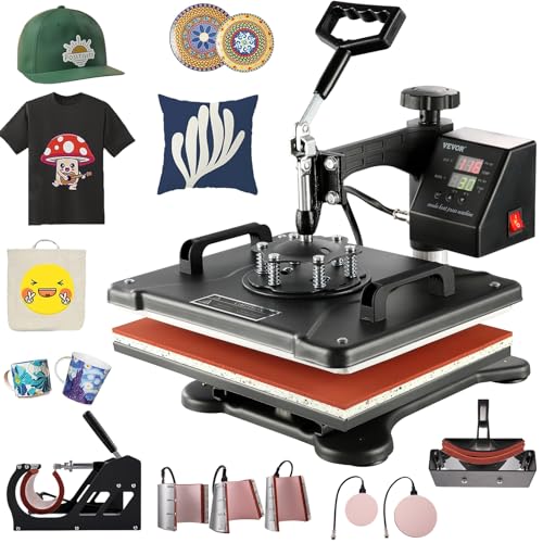 VEVOR Heat Press Machine 8 in 1 Combo Heat Press 15x12 Inch Heat Transfer Machine 360-Degree Swing Away Digital Tshirt Press Multifunction Heat - WoodArtSupply