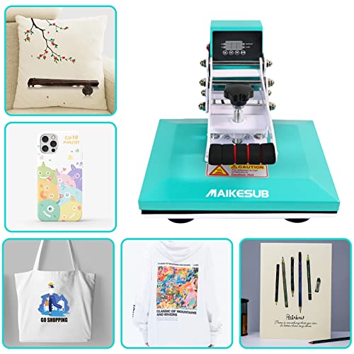 MAIKESUB 12x10 Inch High Pressure Heat Press Machine for T Shirts Digital Industrial Sublimation Printer for Heat Transfer Vinyl Intelligent Green - WoodArtSupply